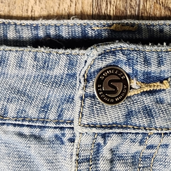 Vintage 90s Y2K   Squeeze Acid Wash Denim Skirt By Stephen Hardy  Size 3 / 4 - Picture 8 of 10